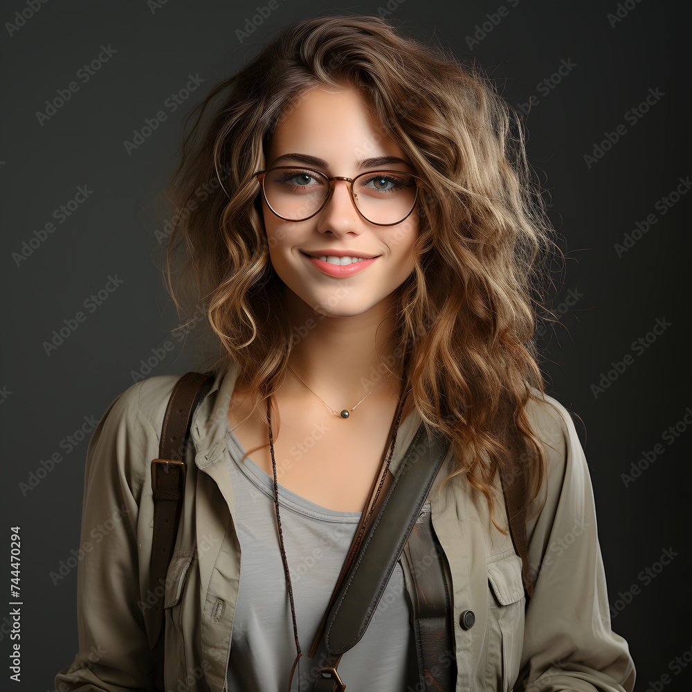Portrait of a Smiling Female Collage Student in Casual Wear Portrait of a Smiling Female Collage Student in Casual Wear