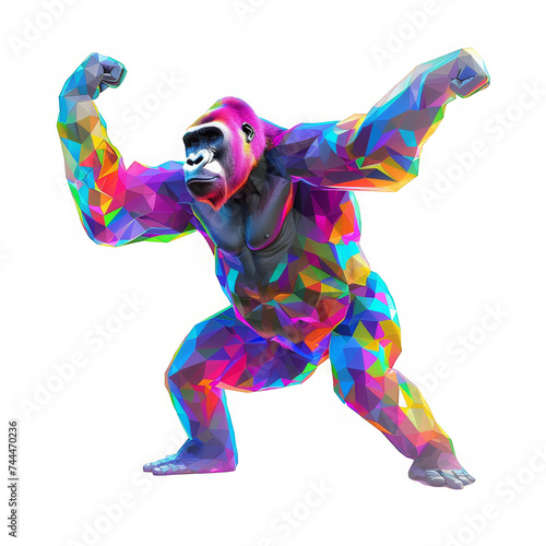 Colorful Geometric gorilla Poses Illustration © Suphannika