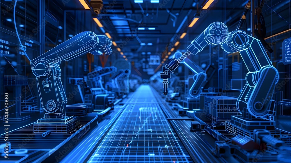 Robots Working in an Industrial Factory Setting