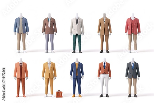 different 3d man clothes icon illustration with rounded shape isolated on white background