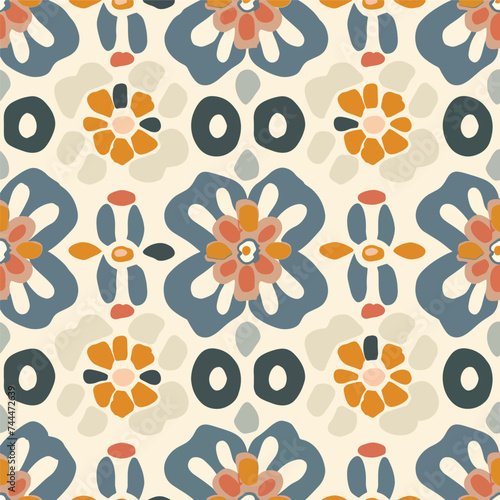Abstract square seamless pattern with vintage 
