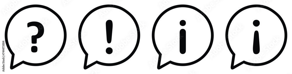 Question, exclamation and information mark with speech bubble icon in line style. mark simple black style symbol sign for apps and website, vector ... Question, exclamation and information mark with speech bubble icon in line style. mark simple black style symbol sign for apps and website, vector ...