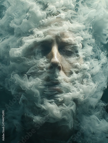 Man With Face Covered in Smoke