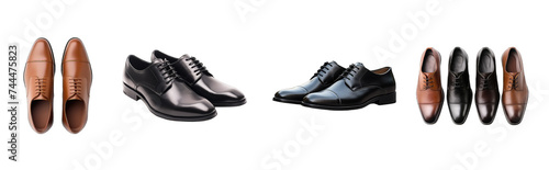 set of black and brown shoes on transparent background