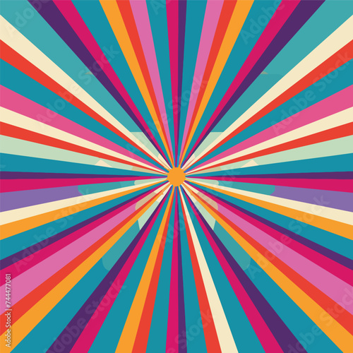 Horizontal retro groovy background with bright 