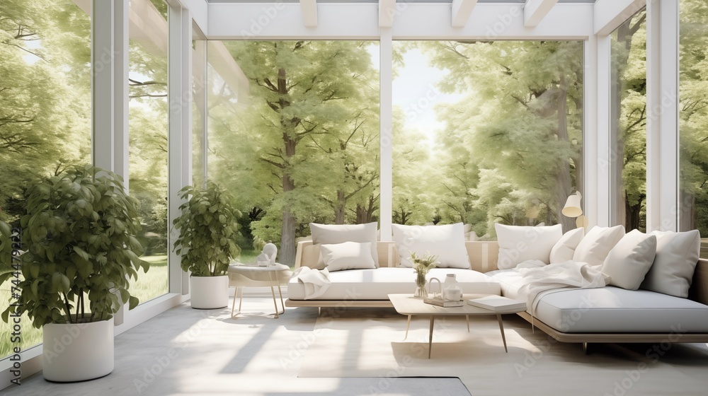 Minimalist Garden Retreat Design a minimalist sunroom that blurs the lines between indoor and outdoor living