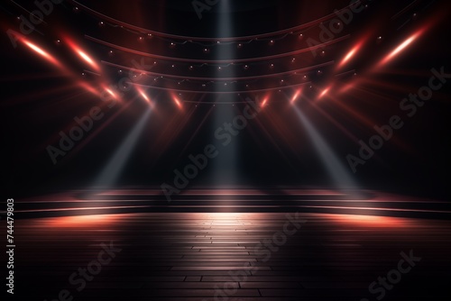 empty stage with spot lights.