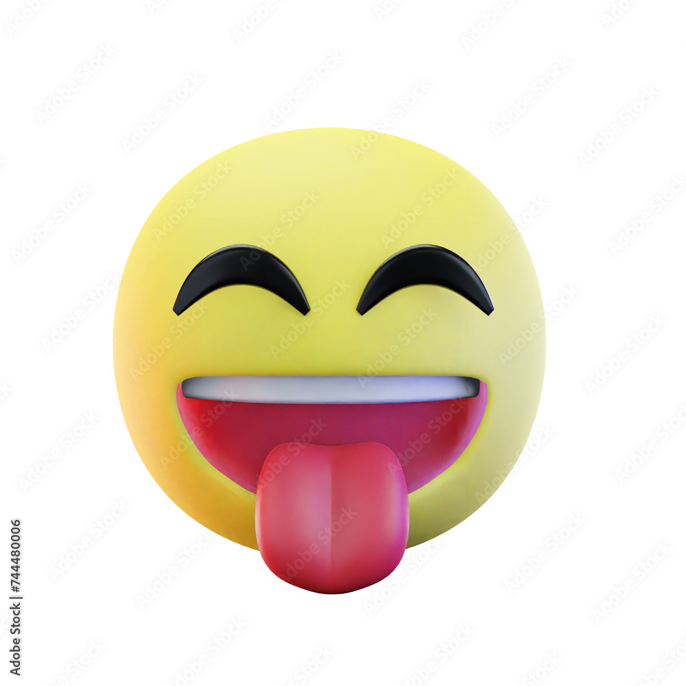 Fototapeta premium 3D render Stuck out tongue and smiling eyes emoji 3D illustration