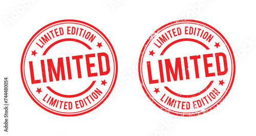 Limited edition circle red grunge rubber stamp isolated on white background. vector illustration