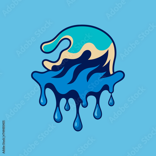 Creative Cool Water Shape: Minimalist Melting Brand Sign Theme for Print on Demand Design
