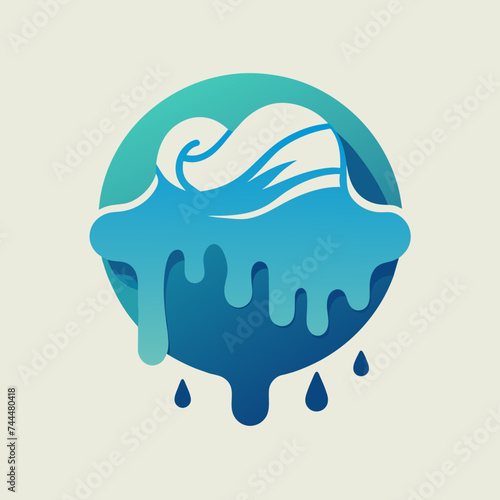 Creative Cool Water Shape: Minimalist Melting Brand Sign Theme for Print on Demand Design