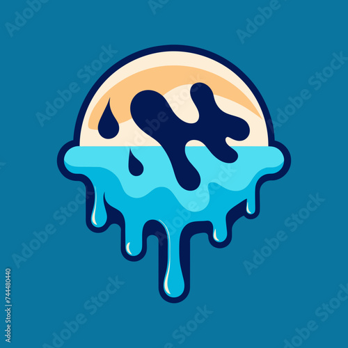 Creative Cool Water Shape: Minimalist Melting Brand Sign Theme for Print on Demand Design