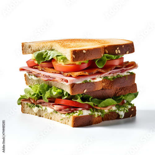 sandwich white background, fresh tasty burger, Close up of kebab sandwich, Big hamburger on white background, Generative Ai 