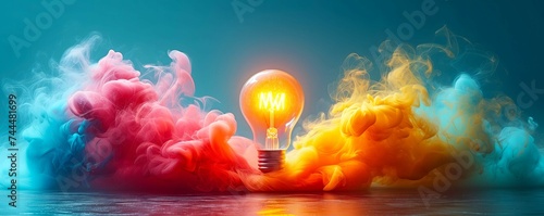 colorful lightbulb on white background, creative inspiration concept