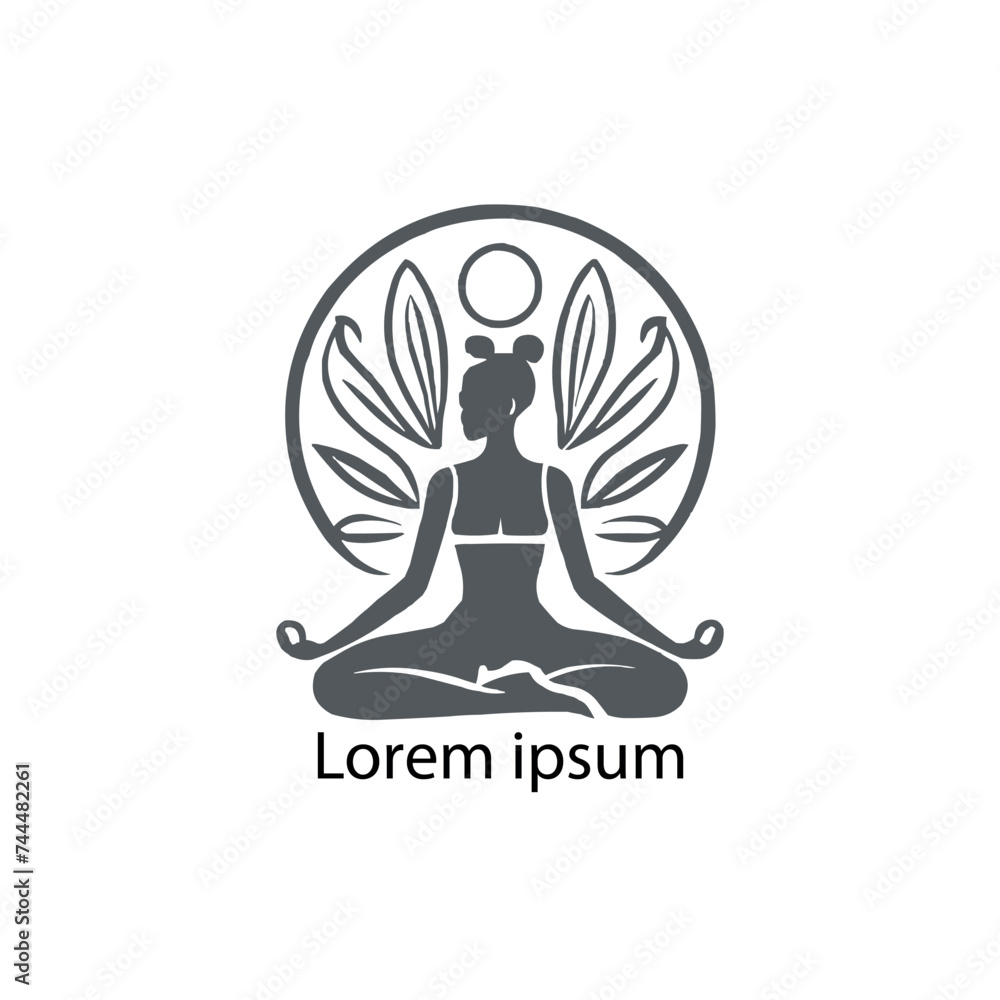 a black natural ,women yoga logo on white background