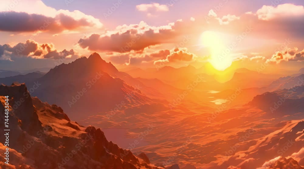 Sunset in the mountains, the sunset is very beautiful Sunset in the mountains, the sunset is very beautiful