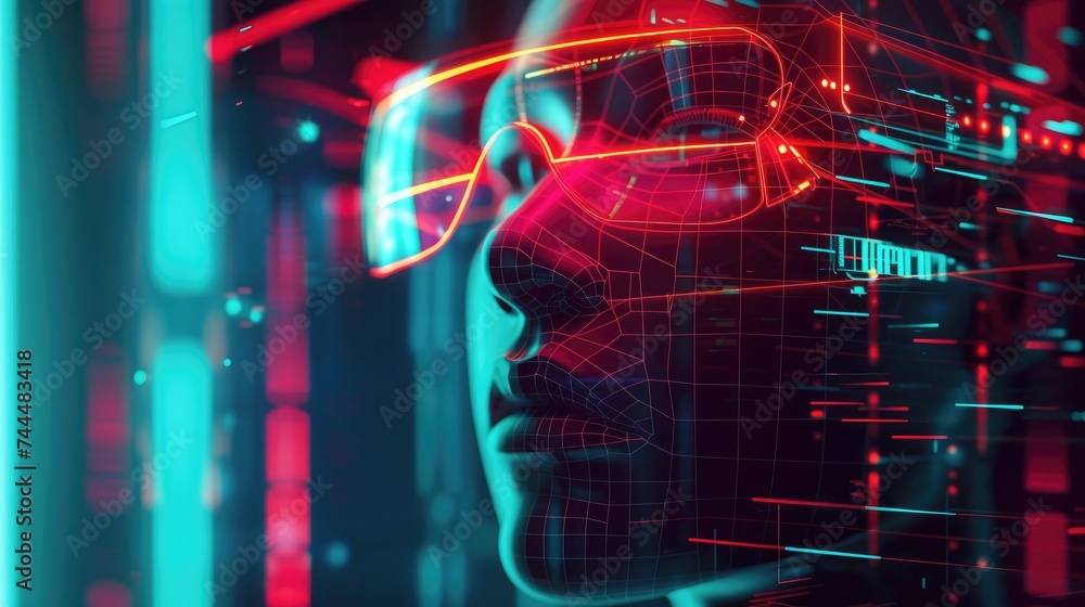 Silhouette of virtual human on brain delta wave Silhouette of virtual human on brain delta wave