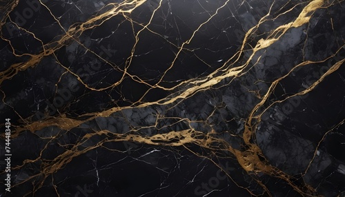 Wallpaper Mural Balck and gold marble tile texture, polished Torontodigital.ca