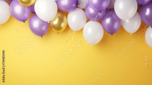 Wallpaper Mural Yellow, white air balloons on a yellow studio background with copy space. Torontodigital.ca