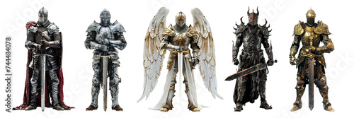 Set of knights isolated on transparent background.