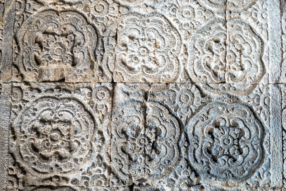 Fototapeta premium Prambanan stone relief carving detail, Prambanan temple, a 9th-century Hindu temple compound and a UNESCO World Heritage Site