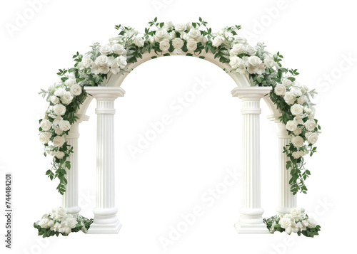 A wedding arch with columns isolated on transparent background. photo