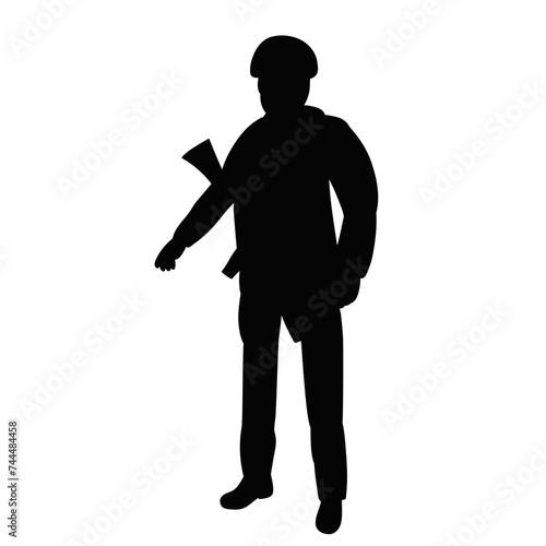 soldier silhouette  white background vector