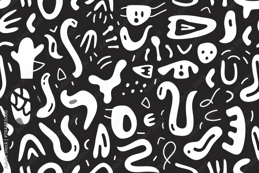 Playful Black & White Patterns, Whimsical Shapes Playful Black & White Patterns, Whimsical Shapes