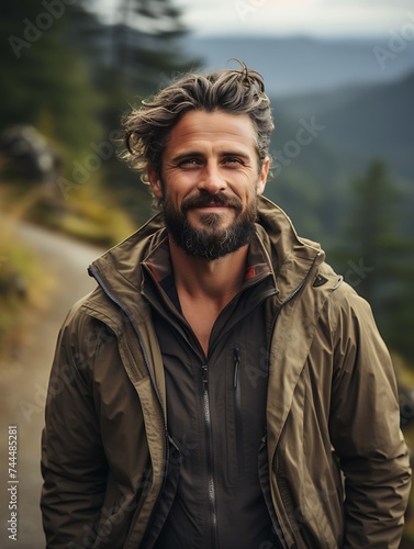 man walking on a hiking trail, looking happy..
Generative AI
..
