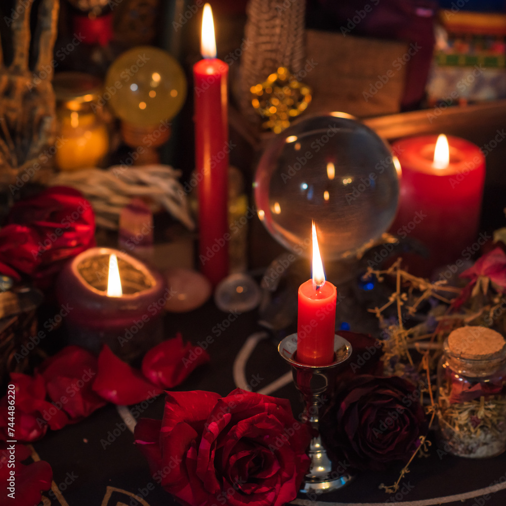 Concept of love magic, love spell attracting love, predictions of fate and other magic.	