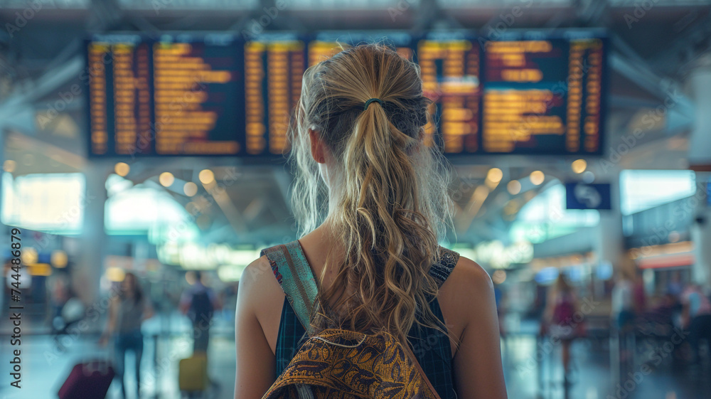Fototapeta premium girl waiting at the airport