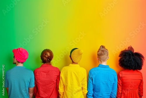 LGBTQ Pride orange. Rainbow lgbtq+ intersectionality colorful cassflux diversity Flag. Gradient motley colored amazing LGBT rights parade festival reasonable diverse gender illustration photo