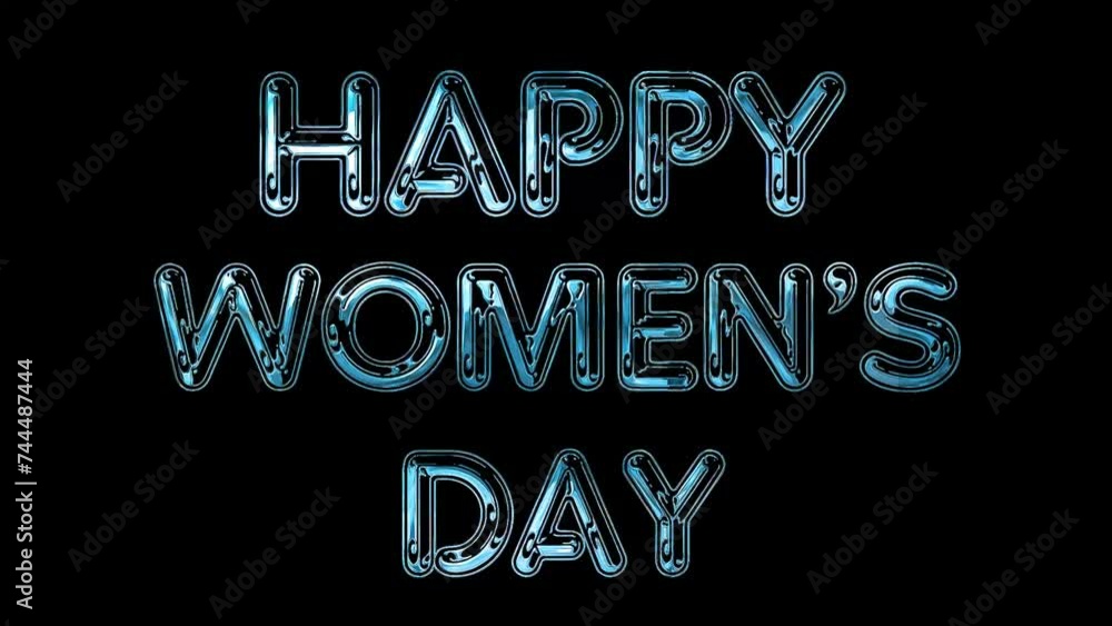 Happy Women's day 2024 global event text design silver shine animation video Happy Women's day 2024 global event text design silver shine animation video
