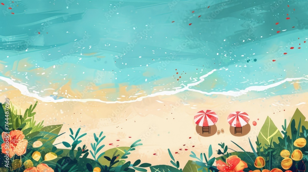 Sunny Coastal Landscape with Wide Text Integration Sunny Coastal Landscape with Wide Text Integration