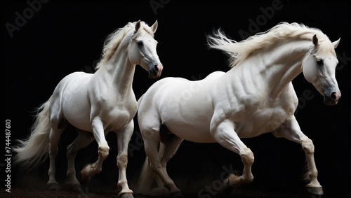 Graceful White Equine Elegance on a Dark Canvas © Rifat