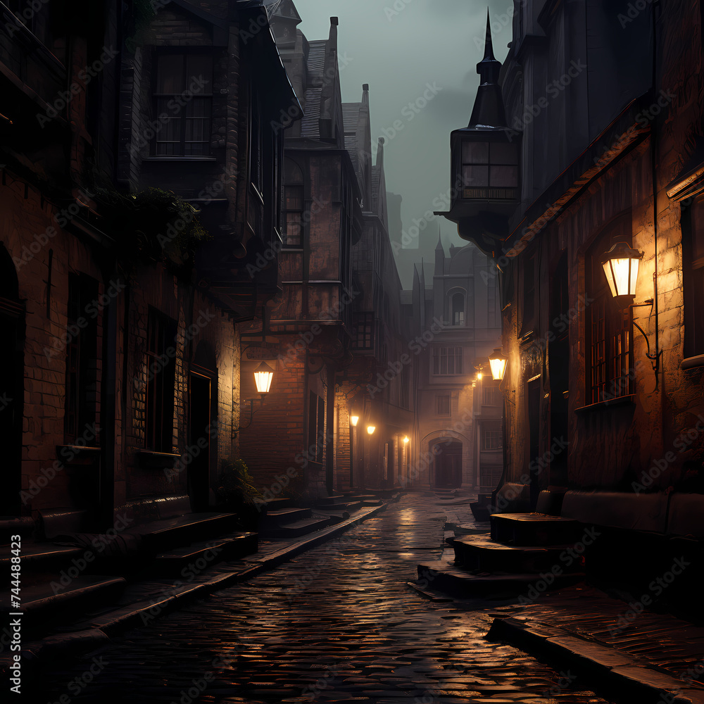 A mysterious alleyway in an old European city 