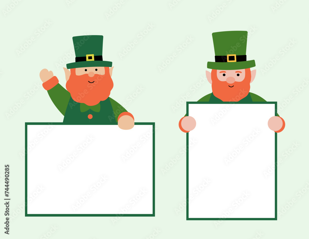 St. Patrick's Day leprechaun holding blank sign