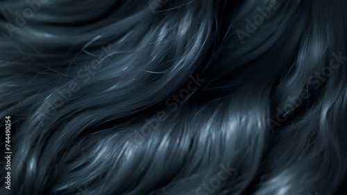 Texture of a ponytail with the hair gathered in a tight and orderly bundle revealing a smooth and uniform texture. photo