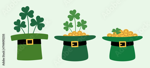 St. Patrick's hat and shamrock vector.
saint patrick hat and gold coins