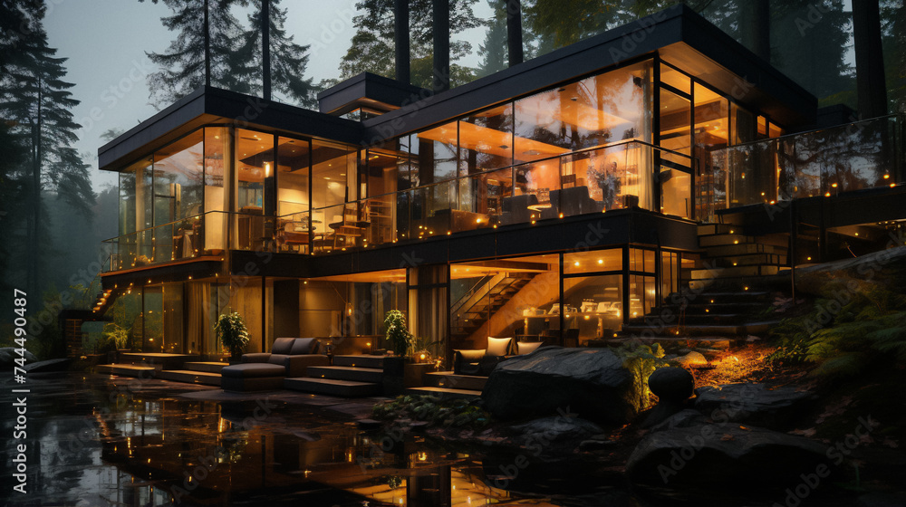 Obraz premium modern house in the night