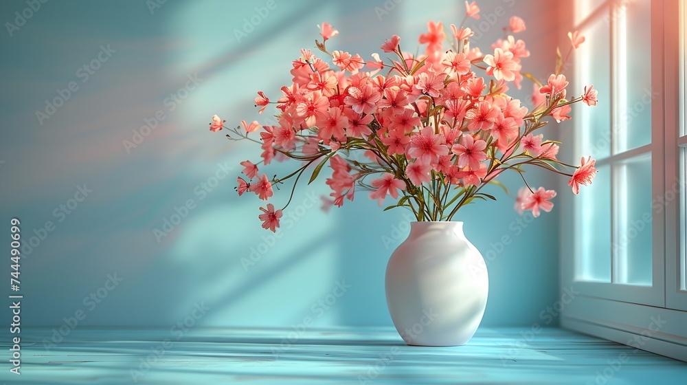 Pink Floral Arrangement in a Vase Near a Window Pink Floral Arrangement in a Vase Near a Window