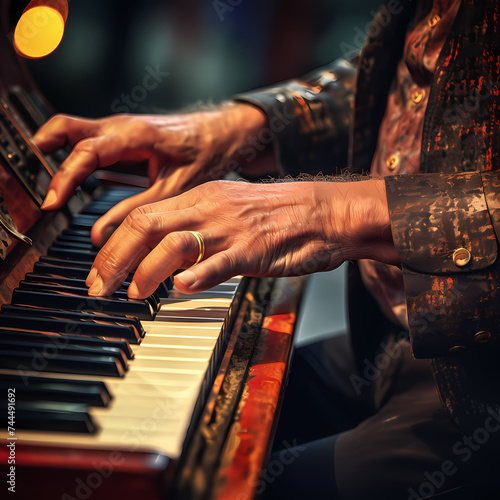 Close-up of a musicians hands playing an instrument