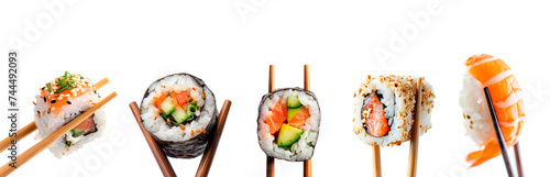 Colorful set of different types sushi
