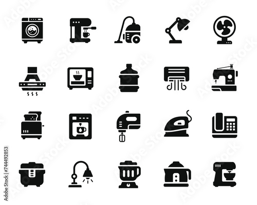 Household icon set isolated on transparent background