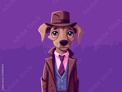 dog in a hat and cloth