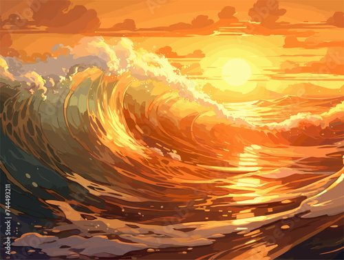 sunset and waves