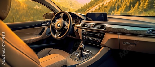 modern luxury car interior, comfortable and expensive car, automotive concept © Beny