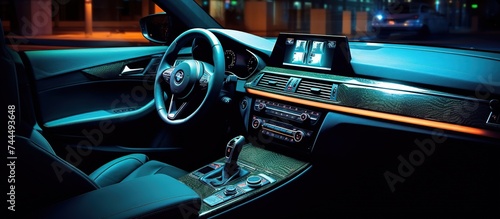 modern luxury car interior, comfortable and expensive car, automotive concept © Beny