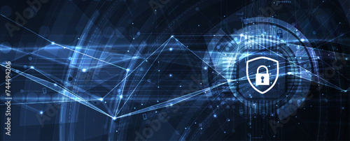 Cyber security and information or network protection. Future cyber technology web services for business and internet project