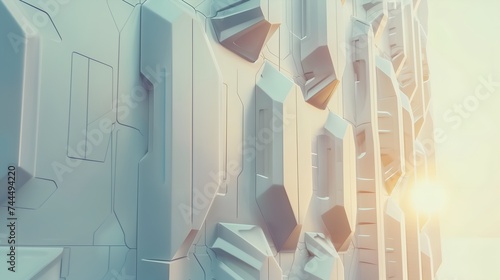 Scifi cyberpunk design external side walls panels abstract. clean calm light color. Futuristic background 